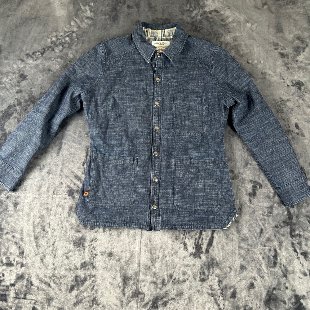 Dovetail Workwear Shirt Jacket Womens S Blue Flannel Lined Quilted Utility